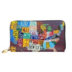 DANLIM Damen Leder Geldbörse Handtasche Kartentasche Reißverschluss Geldbörse Rot Camo, Nummernschildkarte, Einheitsgröße von DANLIM