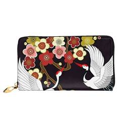 DANLIM Flying Birds Crane Heron Damen Leder Geldbörse Handheld Bag Kartentasche Reißverschluss Geldbörse, Schwarz, Einheitsgröße von DANLIM