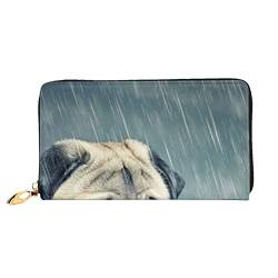 DANLIM Funny Pug Dog Damen Leder Geldbörse Handheld Bag Karten Tasche Reißverschluss Geldbörse, Schwarz, Einheitsgröße von DANLIM