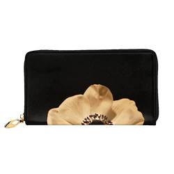 DANLIM Late Night Flowers Damen Leder Geldbörse Handheld Bag Kartentasche Reißverschluss Geldbörse, Schwarz, Einheitsgröße von DANLIM