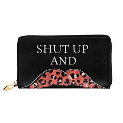 DANLIM Leopard Lips Damen Leder Geldbörse Handheld Bag Kartentasche Reißverschluss Geldbörse, Schwarz, Einheitsgröße von DANLIM