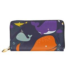 DANLIM Ocean Whale Fish Octopus Damen Leder Geldbörse Handheld Bag Kartentasche Reißverschluss Geldbörse, Schwarz, Einheitsgröße von DANLIM