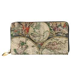 DANLIM Old World Map Damen Leder Geldbörse Handheld Bag Karten Tasche Reißverschluss Geldbörse, Schwarz, Einheitsgröße von DANLIM