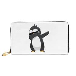 DANLIM Penguin Dabbing Damen Leder Geldbörse Große Kapazität Kreditkartenhalter Handy Handgelenkschlaufe Geldbörse, Schwarz, Einheitsgröße, Schwarz, Einheitsgröße, Schwarz , Einheitsgröße von DANLIM