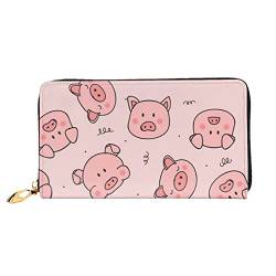 DANLIM Pink Cute Pig Damen Leder Geldbörse Handtasche Kartentasche Reißverschluss Geldbörse, Schwarz, Einheitsgröße von DANLIM