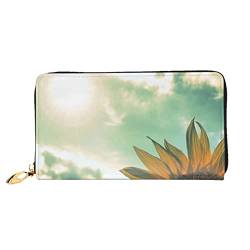 DANLIM Schöne Sonnenblume Damen Leder Geldbörse Handheld Tasche Karten Tasche Reißverschluss Geldbörse, Schwarz, Einheitsgröße von DANLIM