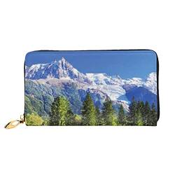 DANLIM Snowy Mountains Damen Leder Geldbörse Handheld Bag Kartentasche Reißverschluss Geldbörse, Schwarz, Einheitsgröße von DANLIM