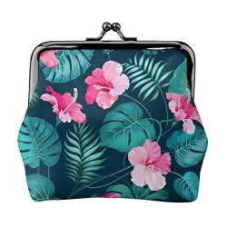 Danlim Mode Leder Münzbörse Vintage Kleine Geldbörse Kartenpaket Bargeld Tasche Hawaii Rosa Blume, Schwarz, Einheitsgröße, Neutral, Schwarz , Einheitsgröße, Neutral von DANLIM