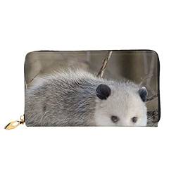 Opossum In Snow Damen Leder Geldbörse Handtasche Kartentasche Reißverschluss Geldbörse, Schwarz, Einheitsgröße von DANLIM