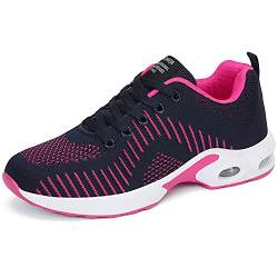 DANNTO Damen Laufschuhe Air Atmungsaktiv Turnschuhe Schnürer Leichte Stoßfest Mode Sportschuhe Outdoor Athletisch Sneaker für Gym Walking Jogging Laufen Basketball Frühling Sommer(Blau-Rose,39) von DANNTO