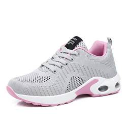 DANNTO Damen Laufschuhe Air Atmungsaktiv Turnschuhe Schnürer Leichte Stoßfest Mode Sportschuhe Outdoor Athletisch Sneaker für Gym Walking Jogging Laufen Basketball Frühling Sommer(Grau,37) von DANNTO