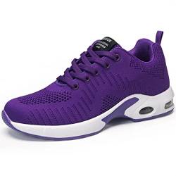 DANNTO Damen Laufschuhe Air Atmungsaktiv Turnschuhe Schnürer Leichte Stoßfest Mode Sportschuhe Outdoor Athletisch Sneaker für Gym Walking Jogging Laufen Basketball Frühling Sommer(Lila,36) von DANNTO