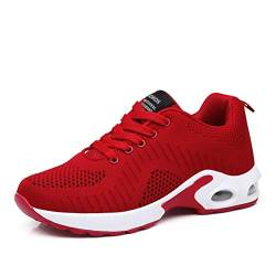 DANNTO Damen Laufschuhe Air Atmungsaktiv Turnschuhe Schnürer Leichte Stoßfest Mode Sportschuhe Outdoor Athletisch Sneaker für Gym Walking Jogging Laufen Basketball Frühling Sommer(Rot,36) von DANNTO