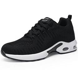 DANNTO Damen Laufschuhe Air Atmungsaktiv Turnschuhe Schnürer Leichte Stoßfest Mode Sportschuhe Outdoor Athletisch Sneaker für Gym Walking Jogging Laufen Basketball Frühling Sommer(Schwarz,36) von DANNTO