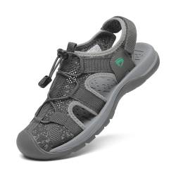 DANNTO Damen Sportsandalen Trekking Sandalen Outdoorsandale Geschlossene Gummi Wandersandalen Sommer Leichte für Reisen Wandern(grau-A2,36) von DANNTO