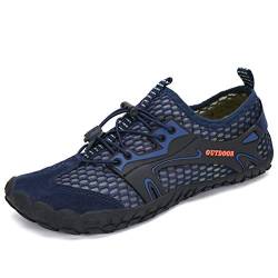 DANNTO Herren Aquaschuhe Wasserschuhe Badeschuhe Kinder Yoga Badeschuhe Strandschuhe Schnell Trocknend Surfschuhe Schwimmschuhe mit rutschfeste Sohlen Neoprenschuhe Barfuß Schuhe (Blau,42) von DANNTO