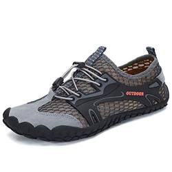 DANNTO Herren Aquaschuhe Wasserschuhe Badeschuhe Kinder Yoga Badeschuhe Strandschuhe Schnell Trocknend Surfschuhe Schwimmschuhe mit rutschfeste Sohlen Neoprenschuhe Barfuß Schuhe (Grau,40) von DANNTO