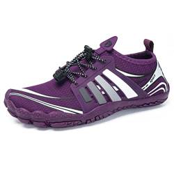 DANNTO Herren Aquaschuhe Wasserschuhe Badeschuhe Kinder Yoga Badeschuhe Strandschuhe Schnell Trocknend Surfschuhe Schwimmschuhe mit rutschfeste Sohlen Neoprenschuhe Barfuß Schuhe (Violett-M,40) von DANNTO