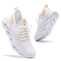 DANNTO Laufschuhe Herren Turnschuhe Damen Sneaker Leichte Atmungsaktiv rutschfeste Sportschuhe Gym Fitness Outdoor Schuhe Fashion Straßenlaufschuhe Weiß 46 von DANNTO