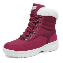 DANNTO Winterstiefel Damen Warme Gefütterte Winterschuhe Schneestiefel für Frauen Trekkingschuhe Wanderschuhe(rot,37) von DANNTO