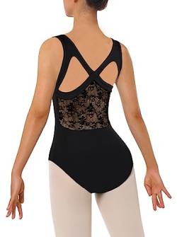 DANSHOW Frauen Spitze Trikot für Tanz Ballett Tank Crisscross Rücken, Ballerina Gymnastik Tanzbekleidung(7202-06-L) von DANSHOW