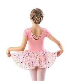 DANSHOW Kinder Ballettkleidung Mädchen Tanzkleider Mädchen Kurzarm Balletttrikot Ballettanzug Tanzkleid mit Chiffonrock(40401-08Q-L) von DANSHOW