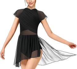 DANSHOW Lyrisches Kleid für den modernen Damentanz Flatterärmeliger Netzrock Zeitgenössische Tanzkostüme(23706-06-L) von DANSHOW