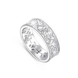 925 Sterling Silber Ewigkeit Keltischer Knotenring Verlobungsringe Trauringe 6mm Breit Band Ring für Damen Männer Größe 59,5 von DAOCHONG