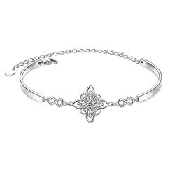 DAOCHONG 925 Sterling Silber Schmuck Einstellbar keltisch Hexenknoten Armband Viel Glück Irische Geschenke für Frauen von DAOCHONG