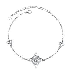 DAOCHONG 925 Sterling Silber Viel Glück Irischer Schmuck keltisch Triquetra Dreifaltigkeitsknoten Armband für Damen von DAOCHONG