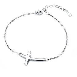 DAOCHONG Kreuz Armband für Frauen S925 Sterling Silber prägnantes seitliches Kreuz Armband Geburtstag Ostergeschenke von DAOCHONG