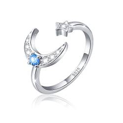 DAOCHONG Mondsichel Star Ring Frauen S925 Sterling Silber einstellbare erweiterbare offene Ringe von DAOCHONG