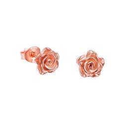 DAOCHONG S925 Sterling Silber Frauen Rose Blume Ohrstecker Romantisches Geschenk für Frauen Mädchen, Rose Gold-Ohrringe von DAOCHONG