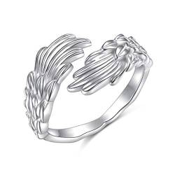 Feder Engelsflügel verstellbare zierliche Sterling Silber offener Daumenring für Frauen Männer Valentinstag Geschenke,57 von DAOCHONG