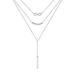 Geschichtet Halskette 925 Sterling Silber Multilayer Anhänger Halsketten Unendlichkeit Halsband Halskette für Frauen Mädchen von DAOCHONG