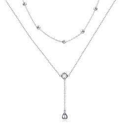 Sterling Silber Träne Doppelt Geschichtet Halskette Y Kette Halskette für Frauen von DAOCHONG