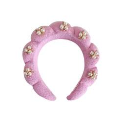 DAOFEUK Damen-Haarbänder, Perlen-Haarbänder, Vintage und zart, geeignet für Verabredungen, Partys, Geburtstage (Rosa) von DAOFEUK