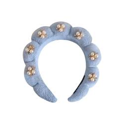 DAOFEUK Damen-Haarbänder, Perlen-Haarbänder, Vintage und zart, geeignet für Verabredungen, Partys, Geburtstage (blau) von DAOFEUK