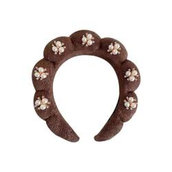DAOFEUK Damen-Haarbänder, Vintage-Stil, zartes Perlen-Stirnband, geeignet für Verabredungen, Partys, Geburtstage (braun) von DAOFEUK