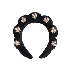 DAOFEUK Damen-Haarbänder, Vintage-Stil, zartes Perlen-Stirnband, geeignet für Verabredungen, Partys, Geburtstage (schwarz) von DAOFEUK
