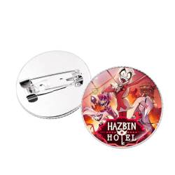 Hazbin Hotel Rundes Abzeichen Cartoon Metall Souvenir Brosche Set Hust Cosplay Zubehör Mode Tasche Pins (A) von DAOWIN