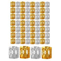 60 Stück Aluminium verstellbare Metallmanschetten Dreadlocks und Perlenzöpfe Haarschmuck, gold, silber von DAQIEPIN