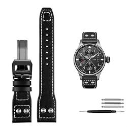 DASEB Echtes Leder Nieten Armband Für IWC Big Pilot Spitfire Rindsleder Faltschließe Uhr Männer Band 21mm 22mm, 21 mm, Achat von DASEB