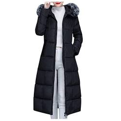 DASEIS Mantel Damen mit Kapuze Mantel Winter Mode Grosse GröSsen Oudoor Baumwol Mantel Weiblich Zipper Tailliert Winddicht Plein Langarm Schwarz von DASEIS