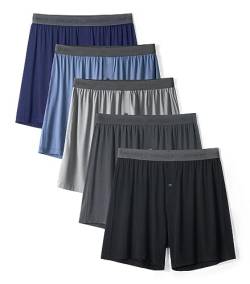 DAVID ARCHY 5er Pack Bambus Herren Unterhosen Boxershorts lockere Boxershorts Herren,Weich, Atmungsaktiv, für Herren & Jungen von DAVID ARCHY