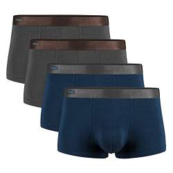 DAVID ARCHY Boxershorts Bambus Herren Retroshorts mit Bulge 3D Tasche Unterhosen Atmungsaktive Ultraweiche Basic Mehrfachpackung 4er Pack von DAVID ARCHY