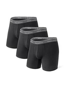 DAVID ARCHY Boxershorts Herren Bambusfaser Unterwäsche mit Beutel Unterhosen Ultra Weiche und Atmungsaktive 3er Pack von DAVID ARCHY