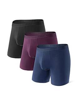 DAVID ARCHY Boxershorts Herren Modal mit Eingriff Separat Beutel Microfaser Unterhosen Funktion Doppeltaschen Unterwäsche 3er Pack von DAVID ARCHY