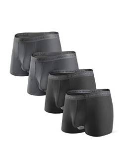 DAVID ARCHY Boxershorts Herren Modal mit Eingriff Separat Beutel Microfaser Unterhosen Funktion Doppeltaschen Unterwäsche 4er Pack,Schwarz*2 +Dunkelgrau*2,L von DAVID ARCHY