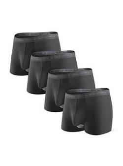 DAVID ARCHY Boxershorts Herren Modal mit Eingriff Separat Beutel Microfaser Unterhosen Funktion Doppeltaschen Unterwäsche 4er Pack,Schwarz,L von DAVID ARCHY